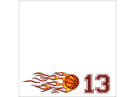 B1I2P12W37 - FLAMING BASKETBALL<BR>12" x 12" PAPER<BR>WITH CUSTOM NUMBERS