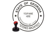 GAARCH-H - GEORGIA ARCHITECTURAL SEAL<BR>HANDLE STYLE STAMP <BR> 1 3/4" ROUND