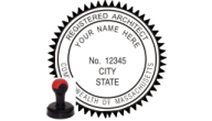 MAARCH-H - MASSACHUSETTS ARCHITECTURAL SEAL<BR>HANDLE STYLE STAMP <BR> 1 5/8" ROUND