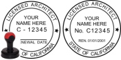 CALIFORNIA ARCHITECTURAL SEAL<BR>HANDLE STYLE STAMP