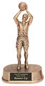 GOLD RESIN STATUE<BR>  MALE BASKETBALL PLAYER 9 1/2"<BR>WITH ENGRAVABLE PLATE