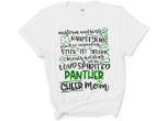 100% Cotton Panther Cheer Tee with long lasting imprint.