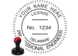 DEENG-H - DELAWARE ENGINEER SEAL<BR>HANDLE STYLE STAMP <BR> 1 1/2" ROUND