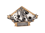 DSR55 - DSR55<BR>DIMAOND STAR RESIN FIGURE<BR>MALE SOCCER 5 3/4" X 8 1/2"<BR>WITH ENGRAVABLE PLATE