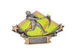DSR57 - DSR57<BR>DIMAOND STAR RESIN FIGURE<BR>SOFTBALL 5 3/4" X 8 1/2"<BR>WITH ENGRAVABLE PLATE