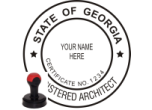 GAARCH-H - GEORGIA ARCHITECTURAL SEAL<BR>HANDLE STYLE STAMP <BR> 1 3/4" ROUND
