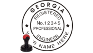 GAENG-H - GEORGIA ENGINEER SEAL<BR>HANDLE STYLE STAMP <BR> 1 1/2" ROUND