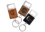GFT53 - LEATHERETTE BOTTLE OPENER KEYCHAIN<BR>AVAILABLE IN 9 COLORS