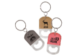 GFT54 - LEATHERETTE BOTTLE OPENER KEYCHAIN<BR>AVAILABLE IN 9 COLORS
