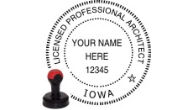 IAARCH-H - IOWA ARCHITECTURAL SEAL<BR>HANDLE STYLE STAMP <BR> 1 3/4" ROUND