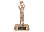 JDS16 - GOLD RESIN STATUE<BR>  FEMALE BASKETBALL PLAYER 9 1/4"<BR>WITH ENGRAVABLE PLATE