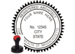 MAARCH-H - MASSACHUSETTS ARCHITECTURAL SEAL<BR>HANDLE STYLE STAMP <BR> 1 5/8" ROUND