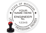MIENG-H - MICHIGAN ENGINEER SEAL<BR>HANDLE STYLE STAMP 