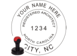 NCARCH-H - NORTH CAROLINA ARCHITECTURAL SEAL <BR> HANDLE STYLE STAMP  <BR> 1 3/4" ROUND