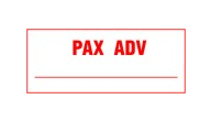 SWA-PAX_ADV_WH - SUPPLIER PART ID<BR>PAX ADV WH<BR>NON INKING PASSANGER ADVISED STAMP