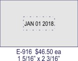 Item# E-916<br>1 5/16" x 2 3/16"<br>Heavy Duty<br>Self Inking Dater