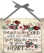8" x 10" x 1/4" Hardboard Wall Decor with Ribbon for hanging.   High quality full color print with vibrant colors.  Panel is scratch resistant and washable.