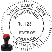 INDIANA ARCHITECTURAL SEAL<BR>HANDLE STYLE STAMP 