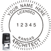 KANSAS ARCHITECTURAL SEAL<BR>SELF INKING STYLE STAMP <BR> 1 5/8" ROUND
