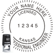 KANSAS ENGINEER SEAL<BR>SELF INKING STAMP <BR> 1 5/8" ROUND