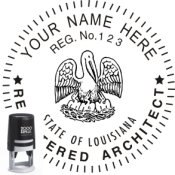 LOUISIANA ARCHITECTURAL SEAL<BR>SELF INKING STAMP <BR> 1 1/2" ROUND