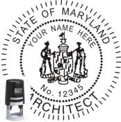 MARYLAND ARCHITECTURAL SEAL<BR>SELF INKING STAMP <BR> 1 5/8" ROUND