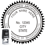 MASSACHUSETTS ARCHITECTURAL SEAL<BR>SELF INKING STAMP <BR> 1 5/8" ROUND