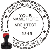 MICHIGAN ARCHITECTURAL SEAL<BR>HANDLE STYLE STAMP 