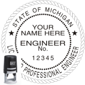 MICHIGAN ENGINEER SEAL<BR>SELF INKING STAMP 