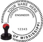 MISSISSIPPI ENGINEER SEAL<BR>HANDLE STYLE STAMP