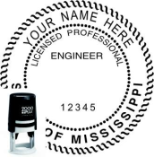 MISSISSIPPI ARCHITECTURAL SEAL<BR>SELF INKING STAMP<BR>1 1/2" ROUND