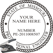 MISSOURI ENGINEER SEAL <BR> EMBOSSER SEAL <BR> 1 3/4" ROUND