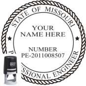 MISSOURI ENGINEER SEAL <BR> SELF INKING STAMP <BR> 1 3/4" ROUND