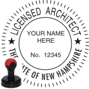 NEW HAMPSHIRE ARCHITECTURAL SEAL <BR> HANDLE STYLE STAMP <BR> 1 9/16" ROUND