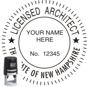 NEW HAMPSHIRE ARCHITECTURAL SEAL <BR> SELF INKING STAMP <BR> 1 9/16" ROUND