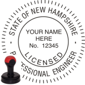 NEW HAMPSHIRE ENGINEER SEAL <BR> HANDLE STYLE STAMP <br> 1 9/16" ROUND