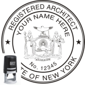 NEW YORK ARCHITECTURAL SEAL <BR> SELF INKING STAMP <BR> 1 3/4" ROUND