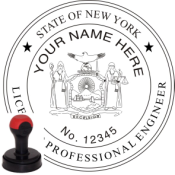 NEW YORK ENGINEER SEAL <BR> HANDLE STYLE STAMP <BR> 1 3/4" ROUND