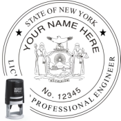 NEW YORK ENGINEER SEAL <BR> SELF INKING STAMP <BR> 1 3/4" ROUND