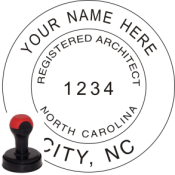 NORTH CAROLINA ARCHITECTURAL SEAL <BR> HANDLE STYLE STAMP  <BR> 1 3/4" ROUND