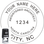 NORTH CAROLINA ARCHITECTURAL SEAL <BR> SELF INKING STAMP <BR> 1 3/4" ROUND