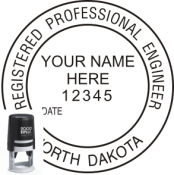 NORTH DAKOTA ENGINEER SEAL <BR> SELF INKING STAMP <BR> 1 3/4" ROUND