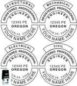 OREGON ENGINEER SEAL<BR>WITH DISCIPLINE<BR>SELF INKING STAMP