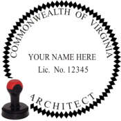 VIRGINIA ARCHITECTURAL SEAL <BR> HANDLE STYLE STAMP  <BR> 2" ROUND