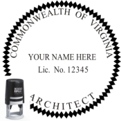 VIRGINIA ARCHITECTURAL SEAL <BR> SELF INKING STAMP <BR> 2" ROUND