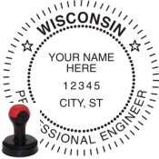 WISCONSIN ENGINEER SEAL <BR> HANDLE STYLE STAMP 