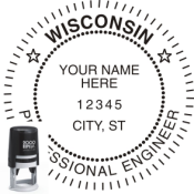 WISCONSIN ENGINEER SEAL <BR> SELF INKING STAMP 
