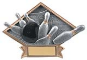DPS12<BR>DIAMOND RESIN AWARD<BR> BOWLING 6" x8 1/2"<BR>WITH ENGRAVABLE PLATE