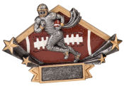 DSR54<BR>DIMAOND STAR RESIN FIGURE<BR>FOOTBALL 5 3/4" X 8 1/2"<BR>WITH ENGRAVABLE PLATE