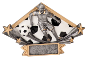 DSR56<BR>DIMAOND STAR RESIN FIGURE<BR>FEMALE SOCCER 5 3/4" X 8 1/2"<BR>WITH ENGRAVABLE PLATE